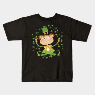 Saint Patricks Day Leprechaun Shamrock Luck Gift St Patrick Kids T-Shirt